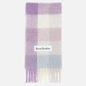Acne Studios Purple and Cream Checkered Scarf